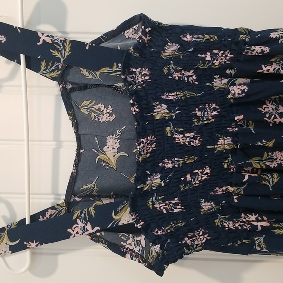 Fashion Jera Collection navy blue sleeveless pink floral midi dress size L - Picture 4 of 10